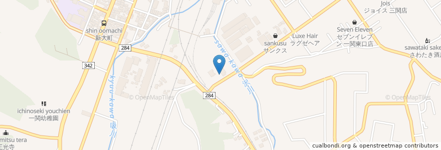 Mapa de ubicacion de かりん薬局 en 日本, 岩手県, 一関市.