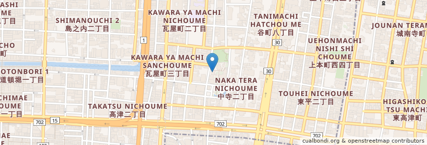 Mapa de ubicacion de 高津の富亭 en اليابان, أوساكا, أوساكا, 中央区.