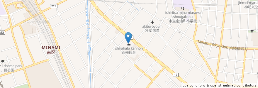Mapa de ubicacion de 白幡観音 en Japonya, 埼玉県, さいたま市, 南区.