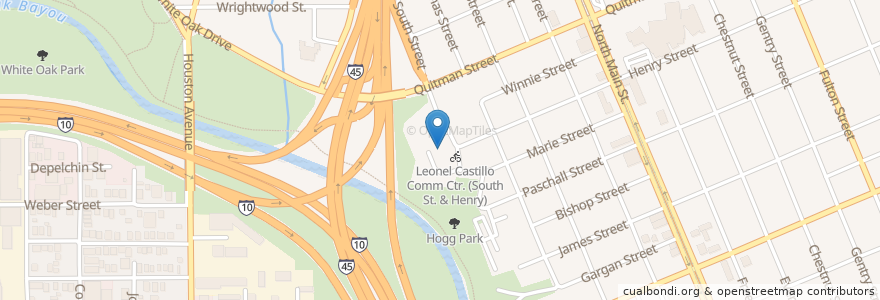 Mapa de ubicacion de Lee Castillo Community Center en Estados Unidos De América, Texas, Houston, Harris County.