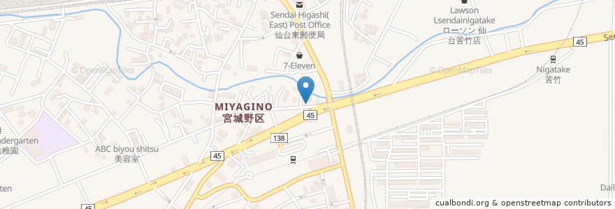 Mapa de ubicacion de 新星飯店 en Japão, 宮城県, 仙台市, 宮城野区.