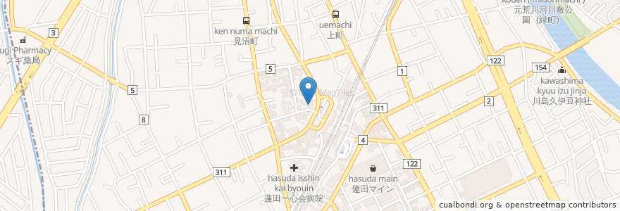 Mapa de ubicacion de 彩々楽 en 日本, 埼玉県, 蓮田市.