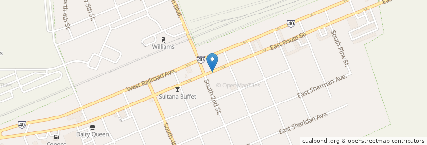 Mapa de ubicacion de Old Smokeys Restaurant en États-Unis D'Amérique, Arizona, Coconino County, Williams.