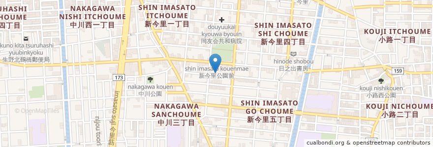 Mapa de ubicacion de ハンマダン en Japan, Präfektur Osaka, 大阪市, 生野区.