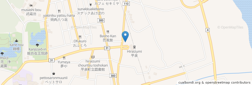 Mapa de ubicacion de 駅前芭蕉館 en Jepun, 岩手県, 西磐井郡, 平泉町.