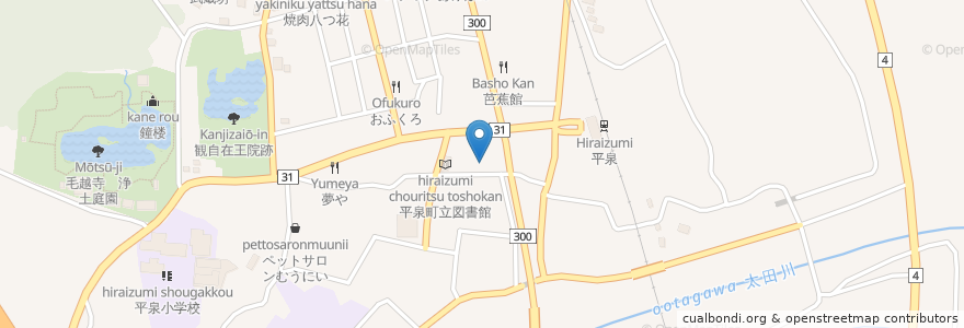 Mapa de ubicacion de いわて平泉農協 平泉支店 en 日本, 岩手県, 西磐井郡, 平泉町.