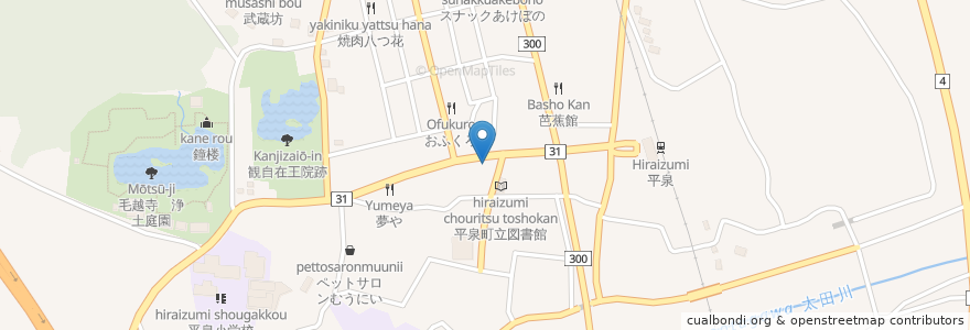 Mapa de ubicacion de 岩手銀行 平泉支店 en Jepun, 岩手県, 西磐井郡, 平泉町.