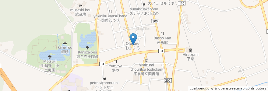 Mapa de ubicacion de ささき歯科 en ژاپن, 岩手県, 西磐井郡, 平泉町.