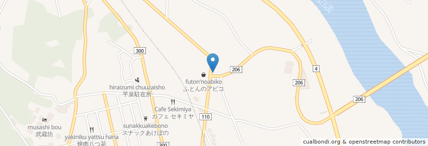 Mapa de ubicacion de 喫茶去じゅげむ en 日本, 岩手県, 西磐井郡, 平泉町.