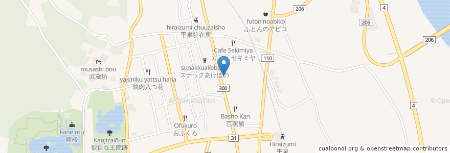 Mapa de ubicacion de 良栄寿司 en 日本, 岩手県, 西磐井郡, 平泉町.