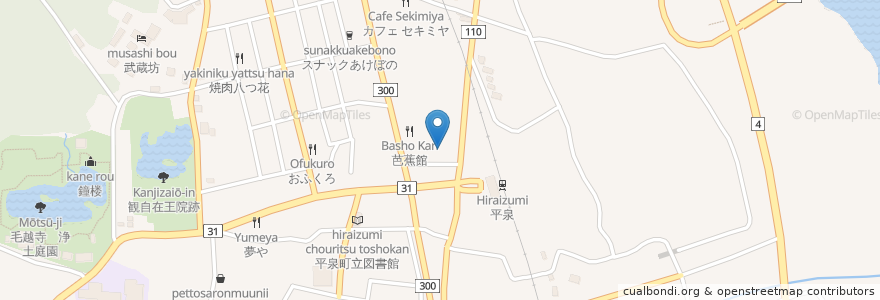 Mapa de ubicacion de ひらいずみ内科クリニック en Japan, Iwate Prefecture, Nishiiwai County, Hiraizumi.