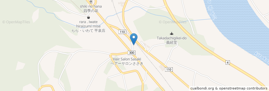 Mapa de ubicacion de 地水庵 en Japan, Präfektur Iwate, 西磐井郡, 平泉町.