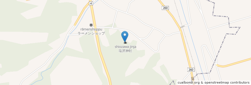 Mapa de ubicacion de 塩沢神社 en ژاپن, 岩手県, 一関市, 平泉町.
