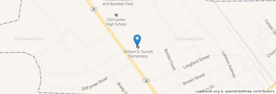 Mapa de ubicacion de William D. Surratt Elementary en Соединённые Штаты Америки, Техас, El Paso County, Clint.