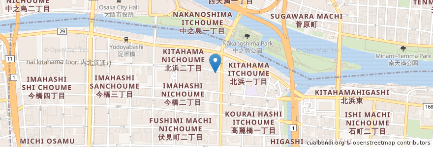 Mapa de ubicacion de Robinson en Japan, Präfektur Osaka, 大阪市, 中央区, 北区.