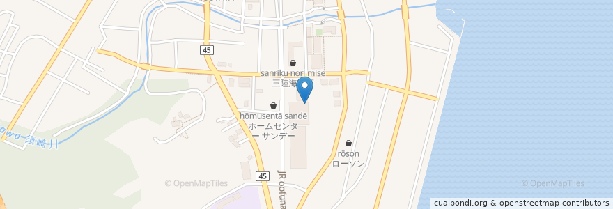 Mapa de ubicacion de いわぎん きたぎん ATM en Japan, Iwate Prefecture, Ofunato.