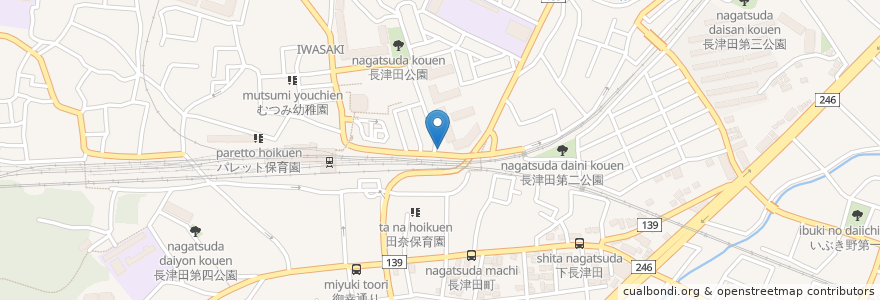 Mapa de ubicacion de キッズフォレ長津田 en 일본, 가나가와현, 요코하마시, 緑区.