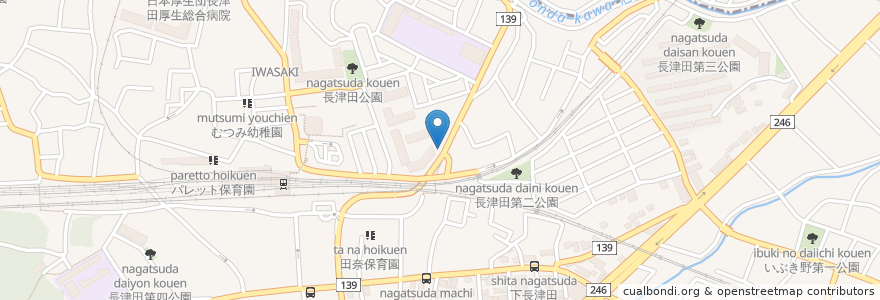 Mapa de ubicacion de 味工房 en 일본, 가나가와현, 요코하마시, 緑区.