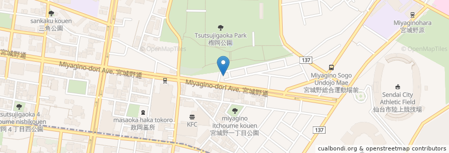 Mapa de ubicacion de メディカルモール 榴ヶ岡 en Giappone, 宮城県, 仙台市, 宮城野区.