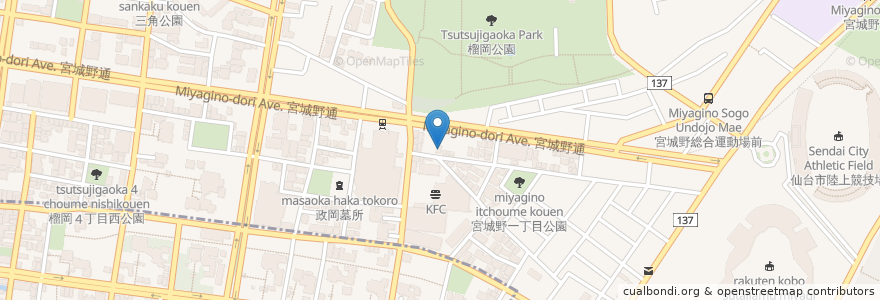 Mapa de ubicacion de 居酒屋 味人 en Japonya, 宮城県, 仙台市, 宮城野区.