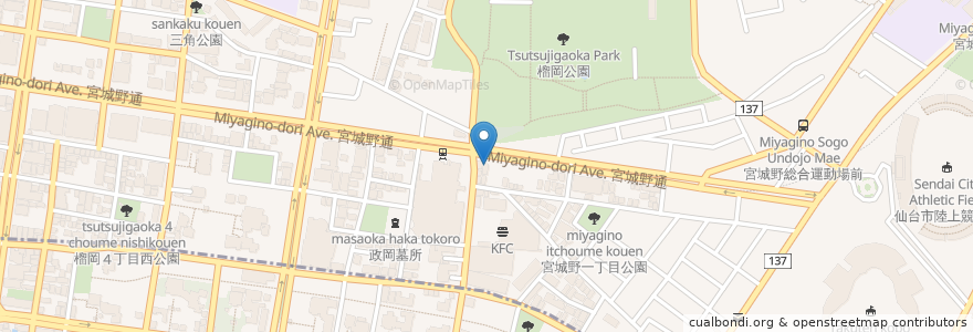 Mapa de ubicacion de 酔って粋なよ 榴岡店 en 日本, 宫城县, 仙台市, 宮城野区.