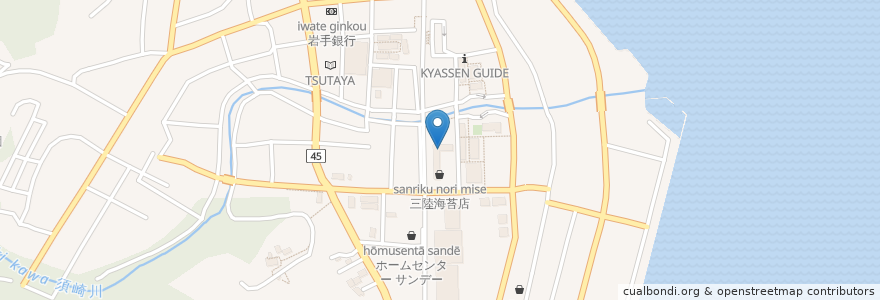 Mapa de ubicacion de たんぽぽ en ژاپن, 岩手県, 大船渡市.