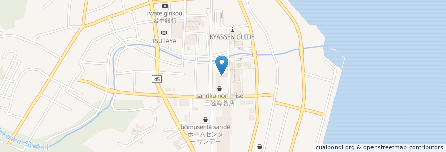 Mapa de ubicacion de 中華食堂 西苑飯店 en Japonya, 岩手県, 大船渡市.