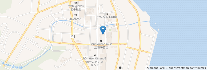 Mapa de ubicacion de 焼肉・韓国料理 かもめ商店 en Japan, 岩手県, 大船渡市.