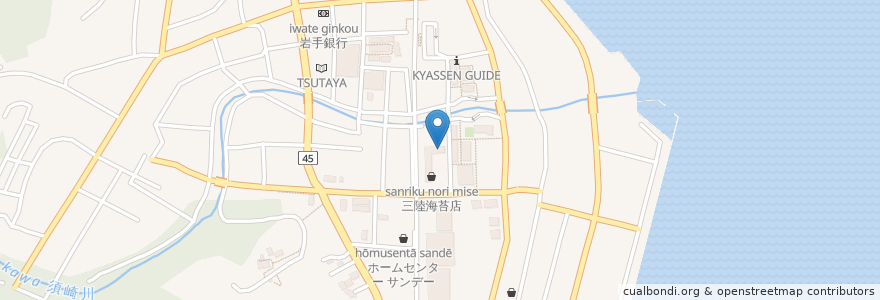 Mapa de ubicacion de 鮨・一品料理 山福 en 日本, 岩手県, 大船渡市.
