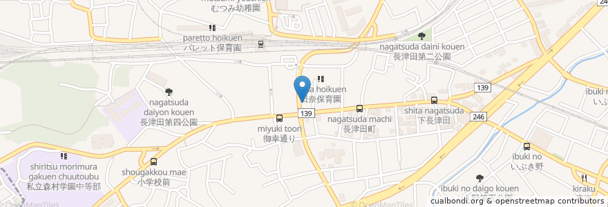 Mapa de ubicacion de 元祖一条流がんこ en Japonya, 神奈川県, 横浜市, 緑区.