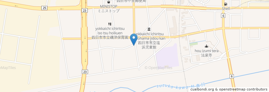 Mapa de ubicacion de Riza en 日本, 三重県, 四日市市.