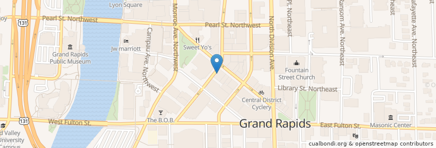 Mapa de ubicacion de Big O's Cafe en Verenigde Staten, Michigan, Kent County, Grand Rapids.