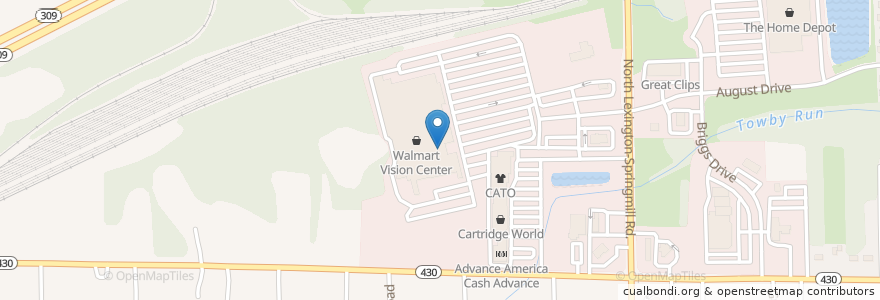 Mapa de ubicacion de Walmart Pharmacy en United States, Ohio, Richland County, Springfield Township, Ontario.