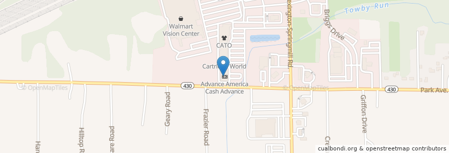 Mapa de ubicacion de Advance America Cash Advance en Estados Unidos De América, Ohio, Richland County, Springfield Township, Ontario.