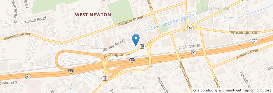 Mapa de ubicacion de The Local en Estados Unidos Da América, Massachusetts, Middlesex County, Newton.