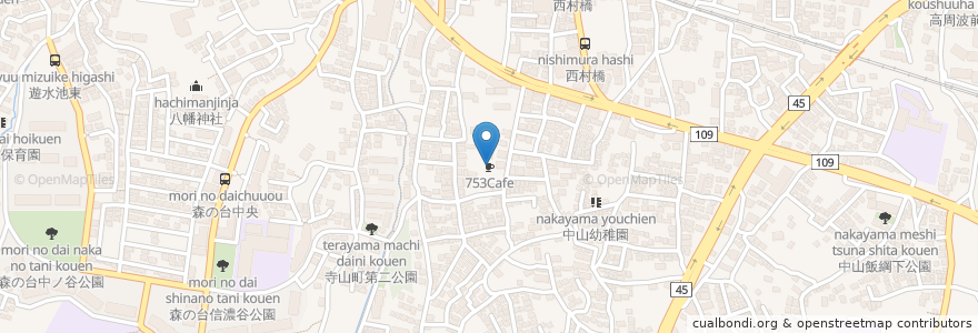 Mapa de ubicacion de 753Cafe en اليابان, كاناغاوا, 横浜市, 緑区.