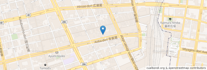 Mapa de ubicacion de 三菱UFJ銀行 仙台支店 en اليابان, 宮城県, 仙台市, 青葉区.