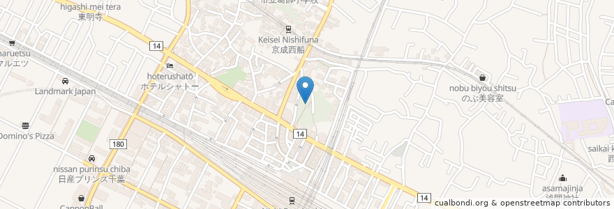 Mapa de ubicacion de 春日神社 en 일본, 지바현, 船橋市.