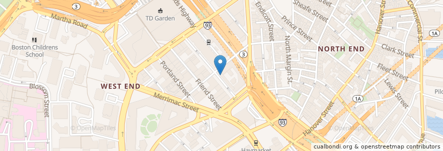 Mapa de ubicacion de Bonne Chance Cafè en アメリカ合衆国, マサチューセッツ州, Suffolk County, ボストン.