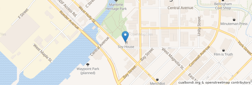 Mapa de ubicacion de Soy House en United States, Washington, Whatcom County, Bellingham.
