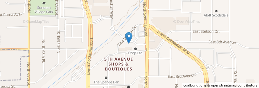 Mapa de ubicacion de Kelly's At Southbridge en United States, Arizona, Maricopa County, Scottsdale.