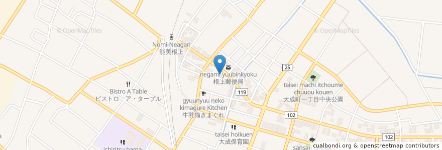 Mapa de ubicacion de 大成町公民館 en Japón, Prefectura De Ishikawa, 能美市.