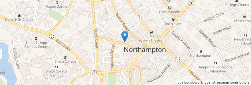 Mapa de ubicacion de Police Station en Stati Uniti D'America, Massachusetts, Hampshire County, Northampton.
