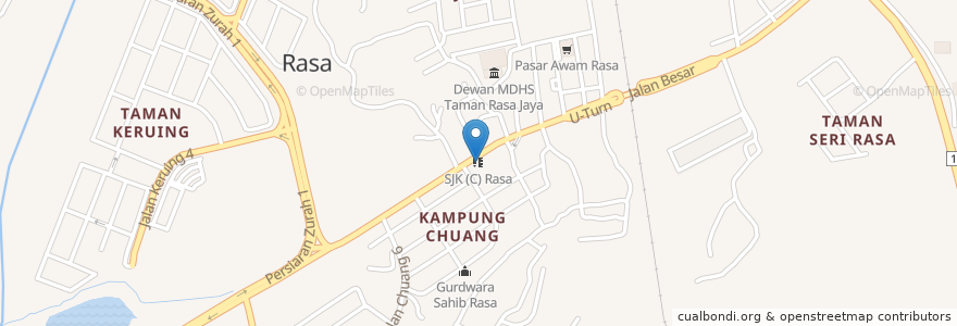 Mapa de ubicacion de SJK (C) Rasa en Malasia, Selangor, Hulu Selangor.