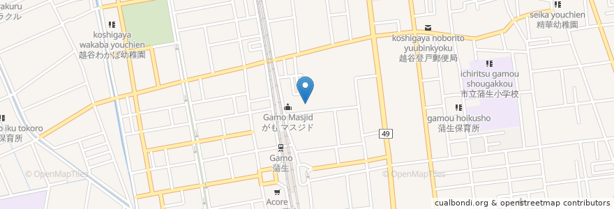 Mapa de ubicacion de 100 ăn en 일본, 사이타마현, 越谷市.