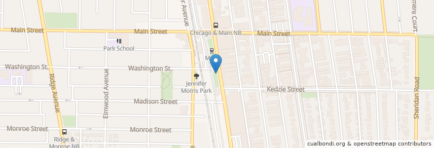 Mapa de ubicacion de Chicago Ave & Washington St en Estados Unidos De América, Illinois, Evanston.