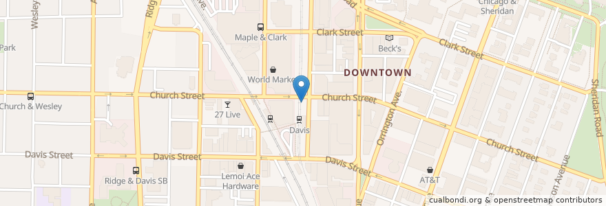 Mapa de ubicacion de Benson Ave & Church St en Stati Uniti D'America, Illinois, Evanston.