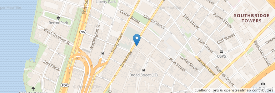 Mapa de ubicacion de TD Bank en アメリカ合衆国, ニューヨーク州, New York, New York County, Manhattan Community Board 1, Manhattan.