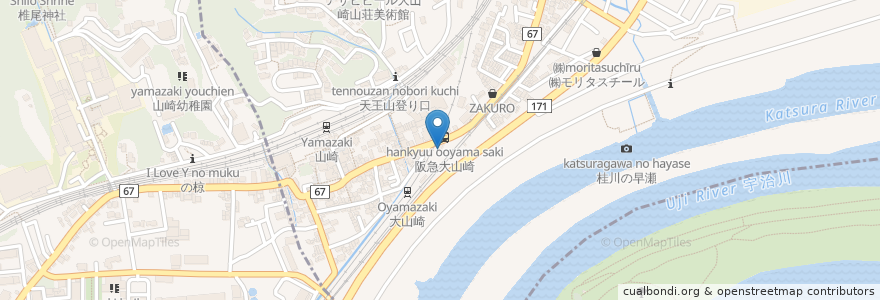 Mapa de ubicacion de 阪急大山崎駐輪センター en Japonya, 京都府, 乙訓郡, 大山崎町.
