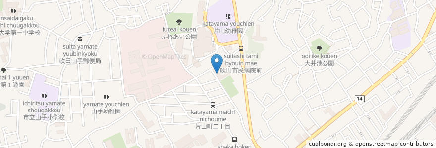 Mapa de ubicacion de 杉の子学園 en Japonya, 大阪府, 吹田市.